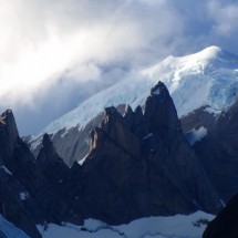 Pinnacles with Cerro Domo Blanco, which is part of the southern continental icefield
